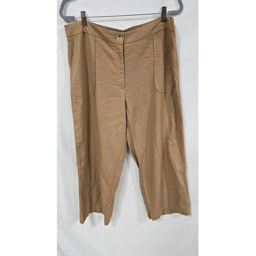 Jones New York women 14 linen blend capri wide leg pants vacation beach resort